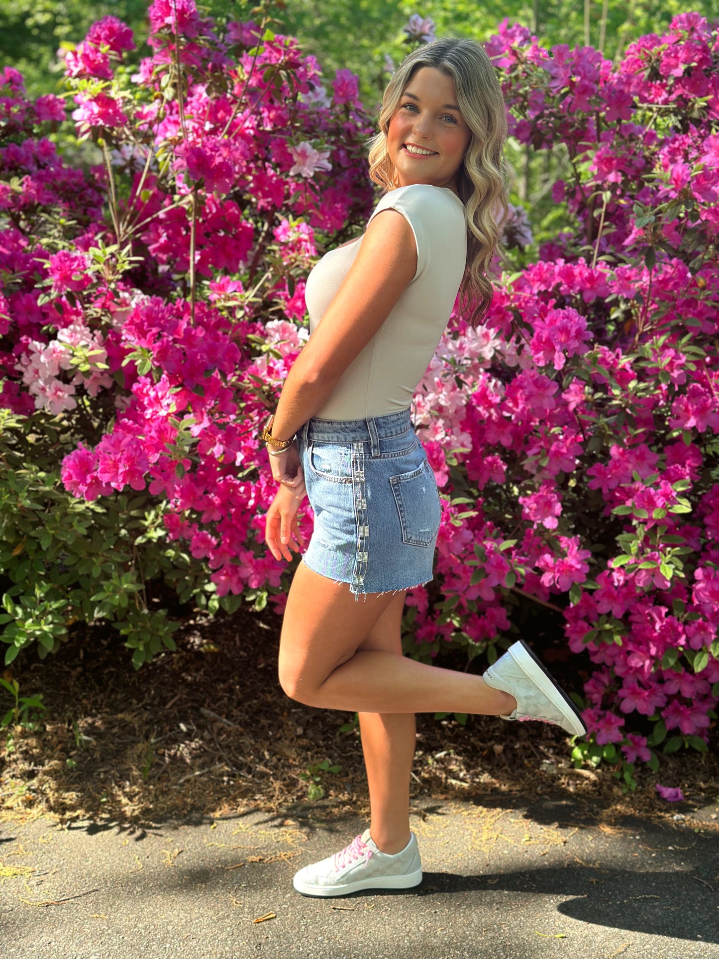 Diamond Denim Shorts