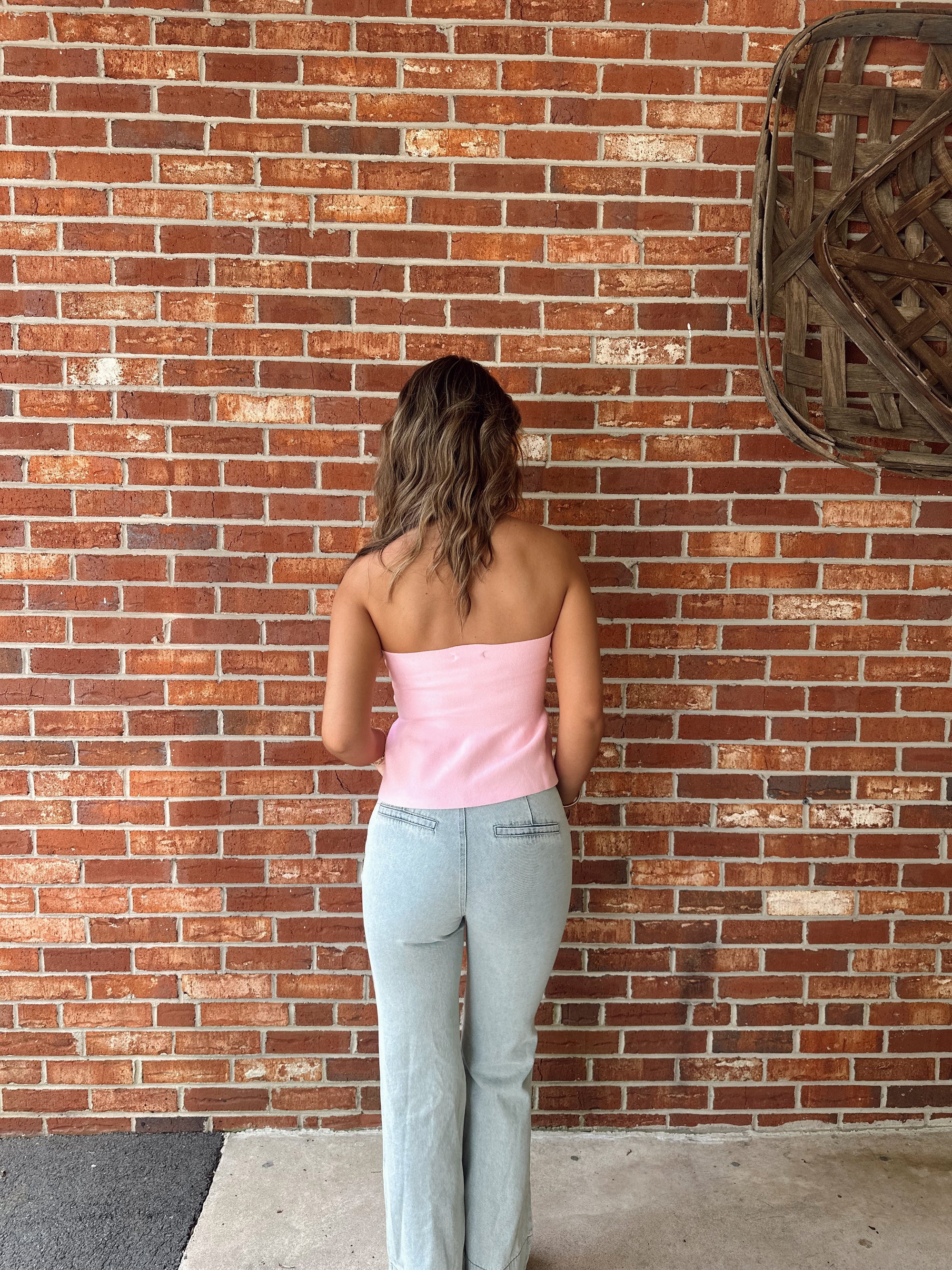 Della Strapless Knit Peplum Top