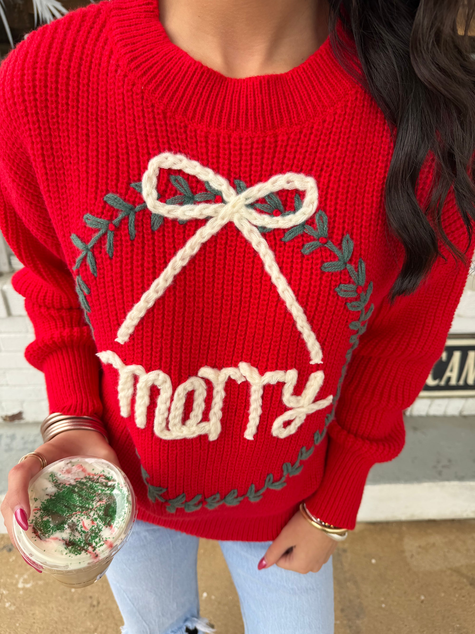 The Merry Wreath Knit Top