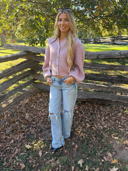 Sunday Stroll Chunky Collar Cardigan