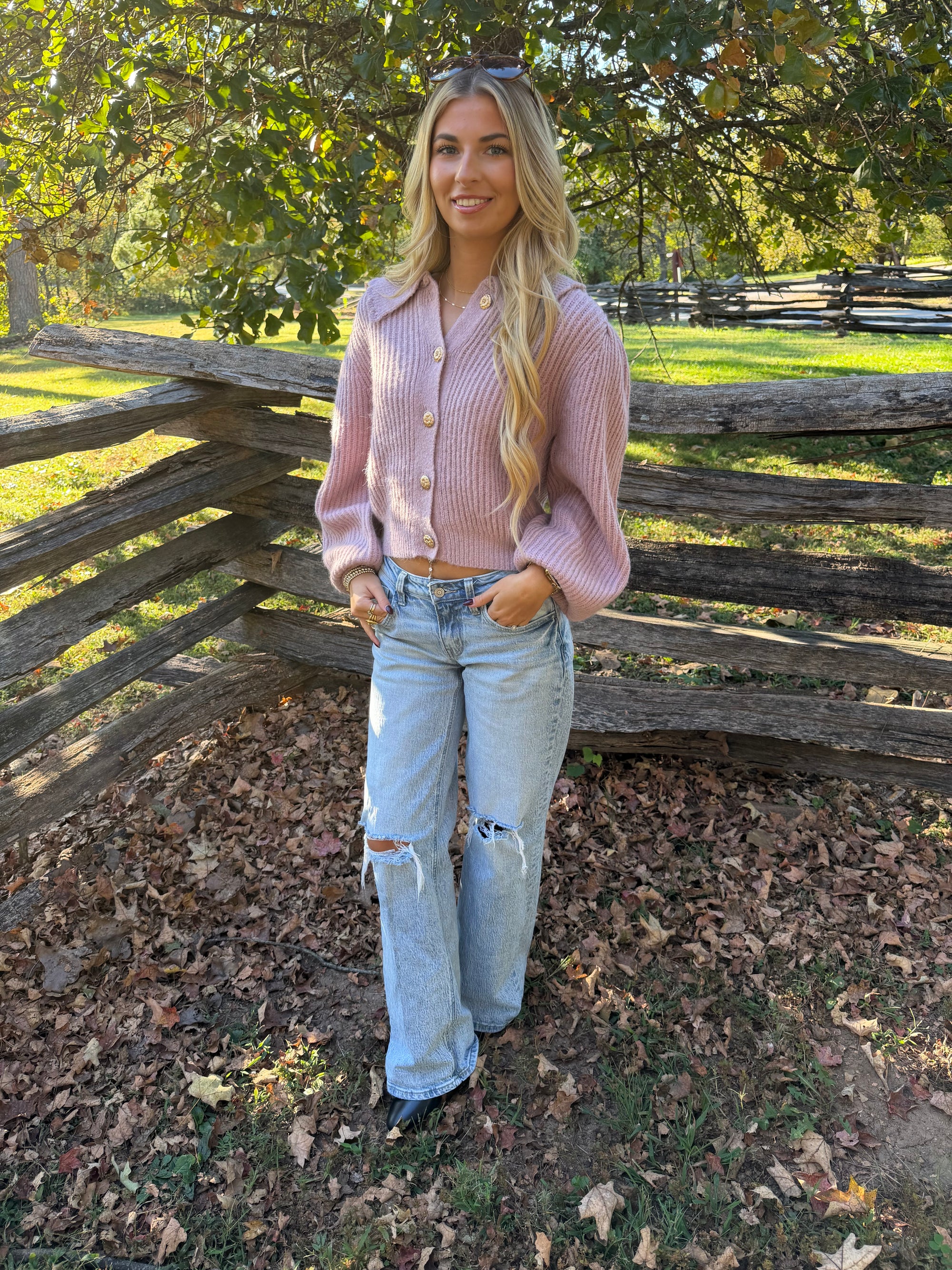 Sunday Stroll Chunky Collar Cardigan