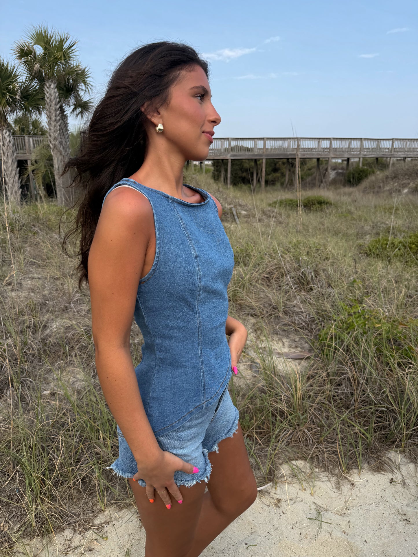 Indigo Edge Asymmetrical Denim Top