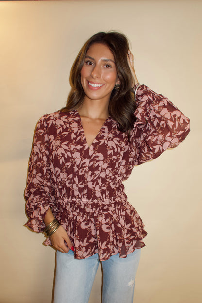 Autumn Rose Floral Blouse