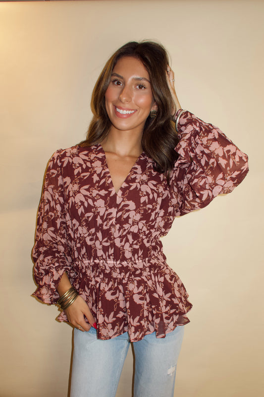 Autumn Rose Floral Blouse