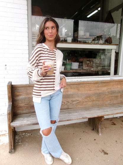 The Colorblock Henley Pullover