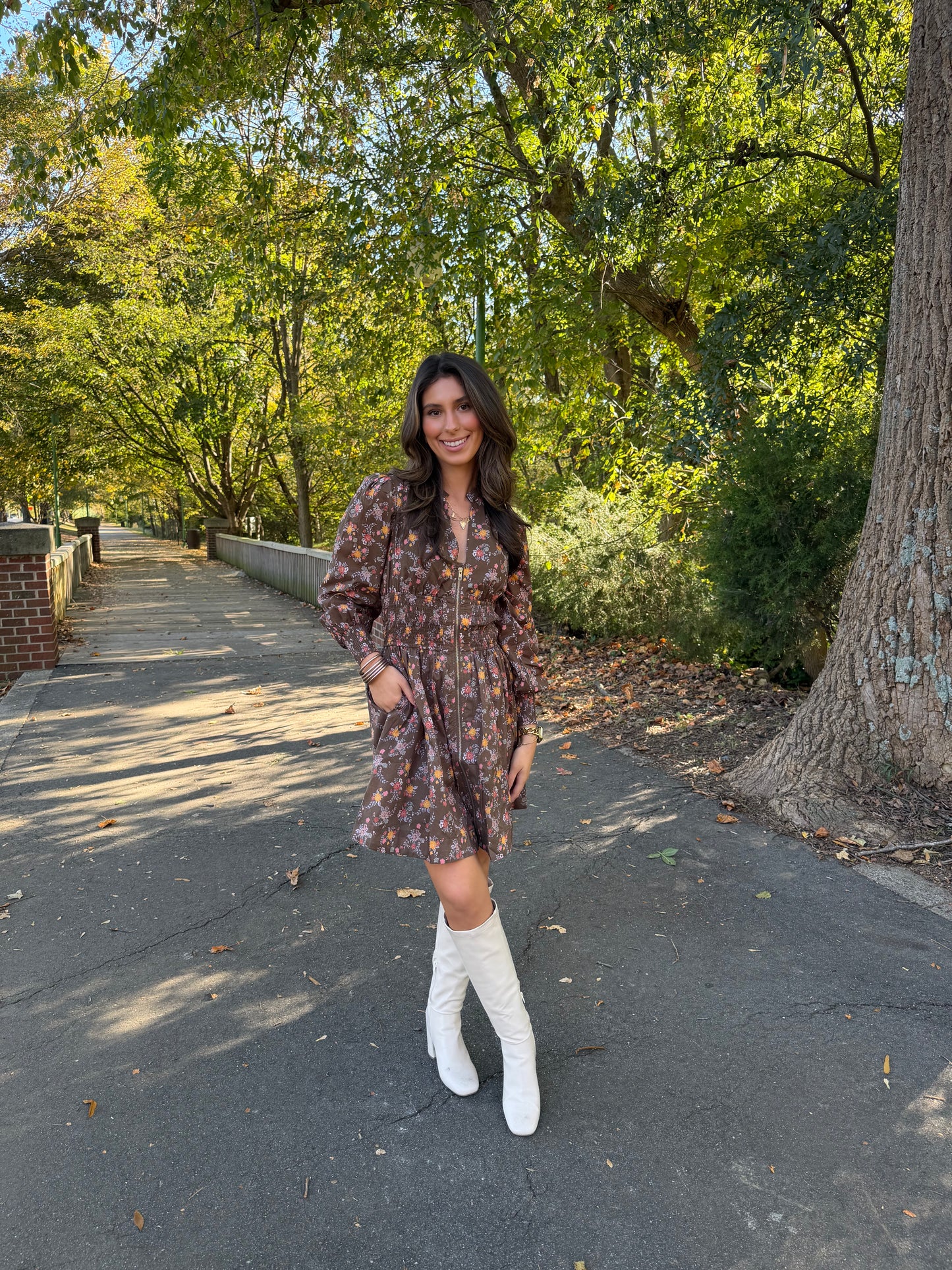 Harvest Bloom Zip Mini Dress