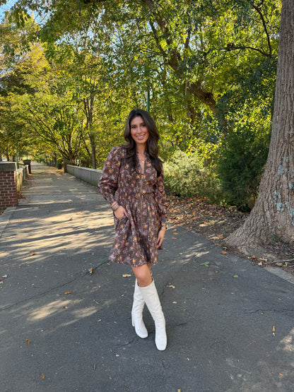 Harvest Bloom Zip Mini Dress