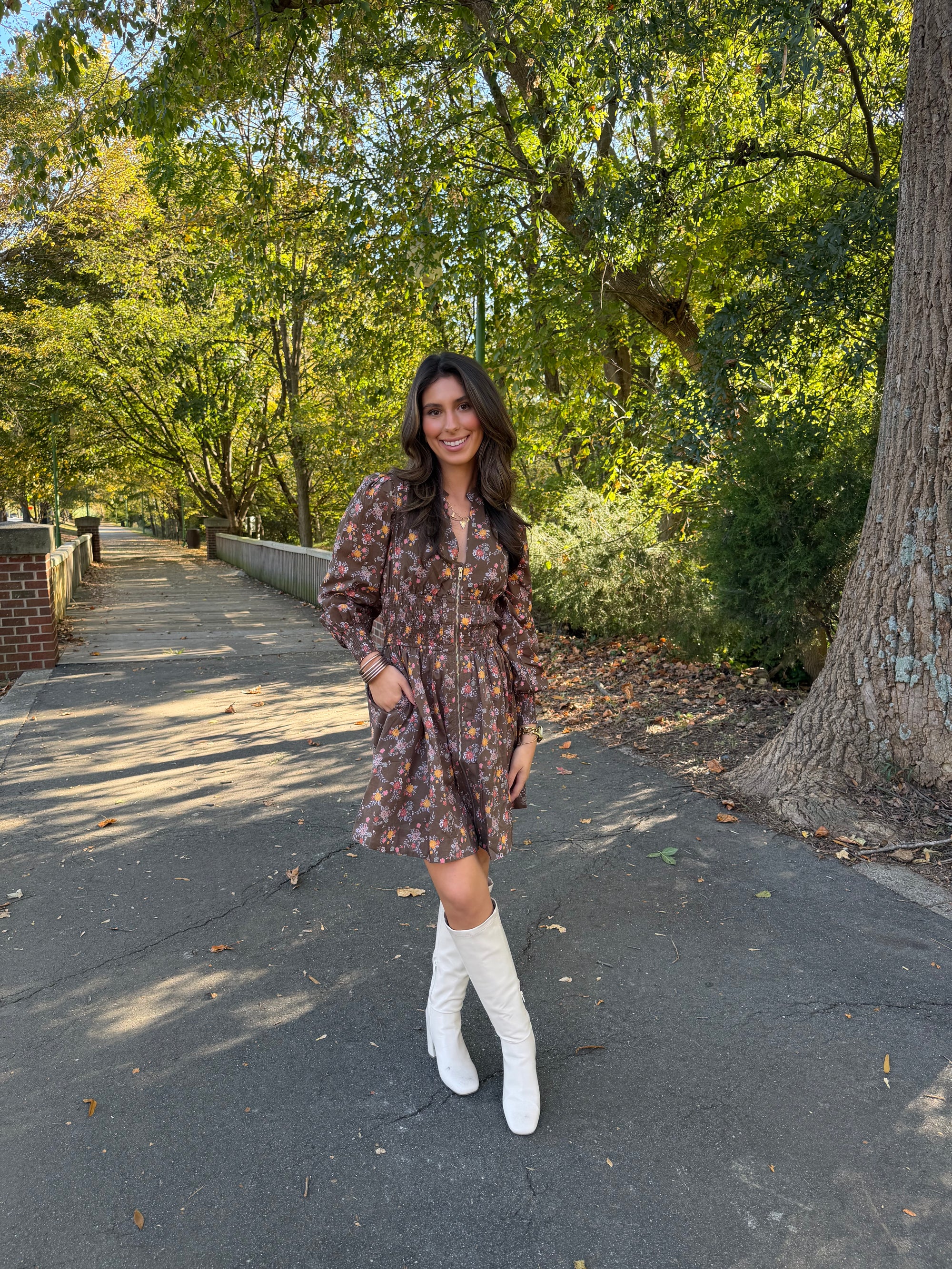 Harvest Bloom Zip Mini Dress