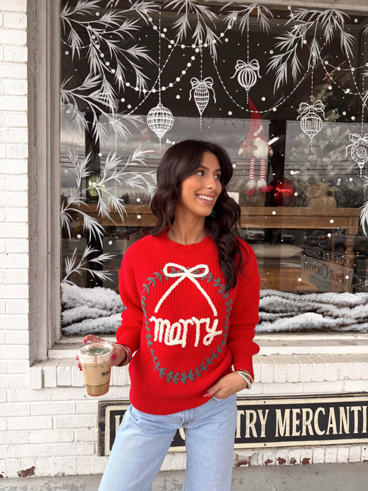 The Merry Wreath Knit Top
