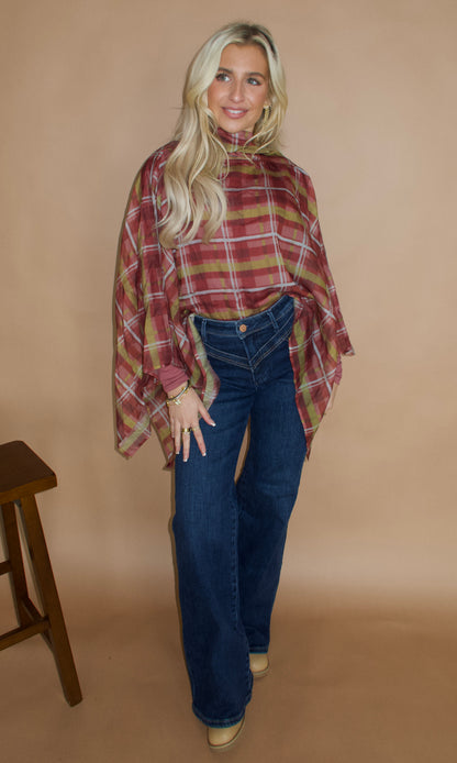 Autumn Plaid Poncho