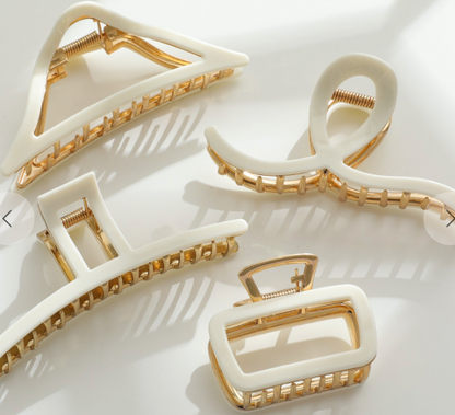 Claw Clip Gold and Ivory Large
