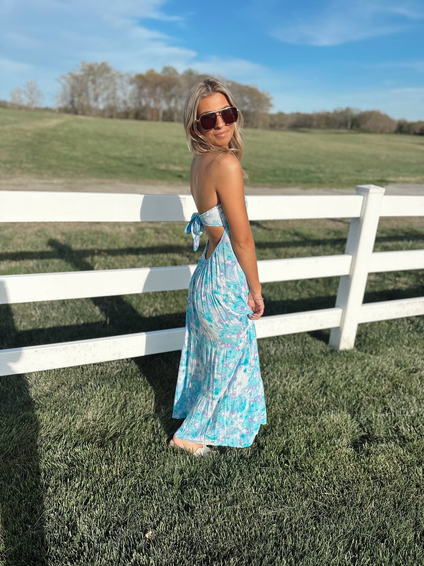 Bleu Floral Watercolor Dress
