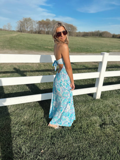 Bleu Floral Watercolor Dress