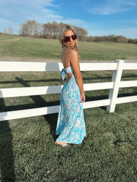 Bleu Floral Watercolor Dress