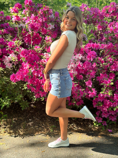 Diamond Denim Shorts