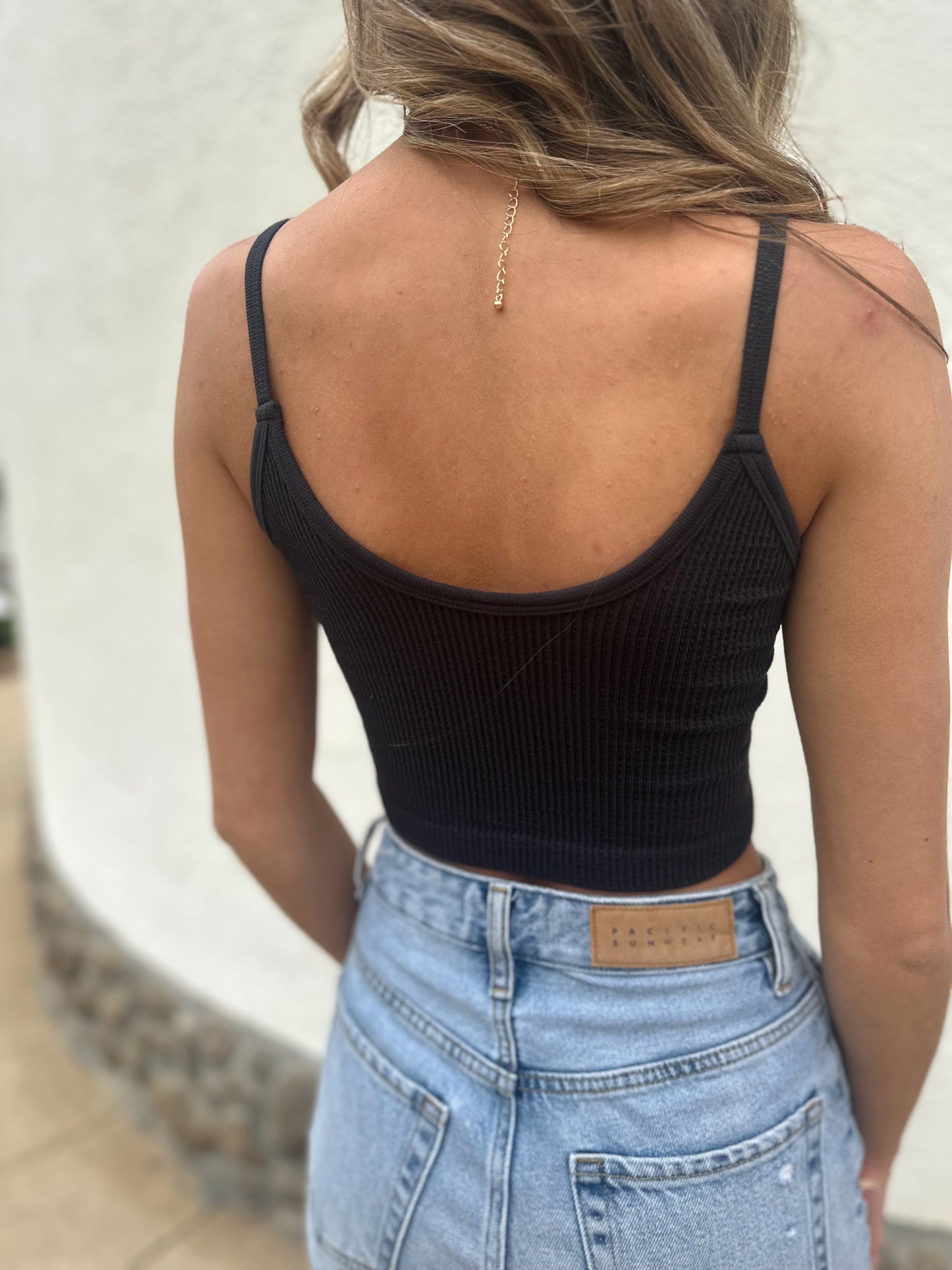 Willow Ribbed Tank- Black