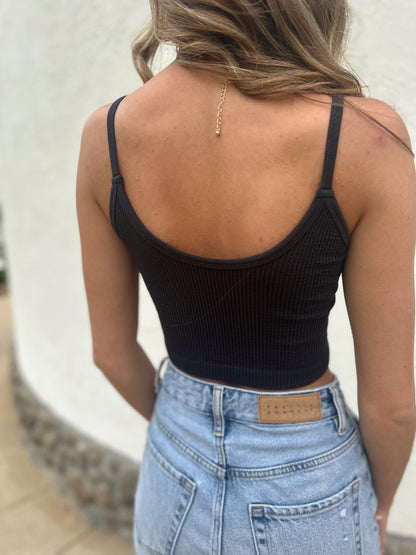 Willow Ribbed Tank- Black
