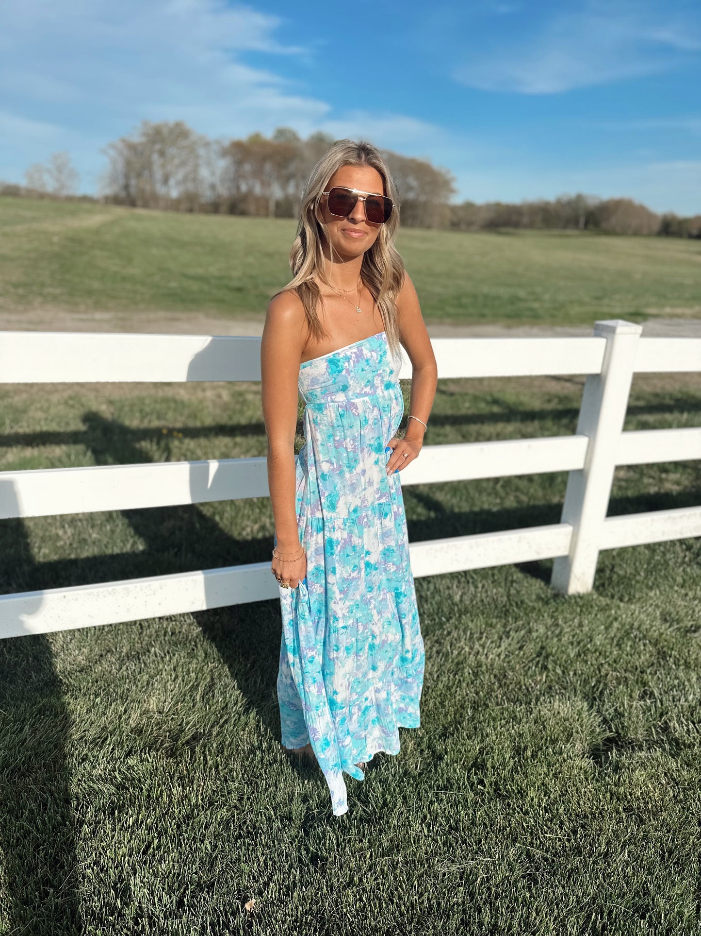 Bleu Floral Watercolor Dress