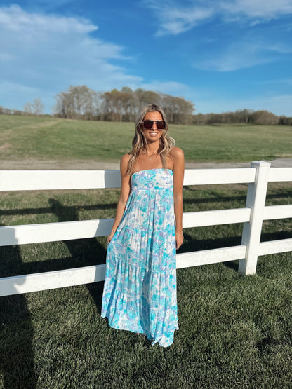 Bleu Floral Watercolor Dress